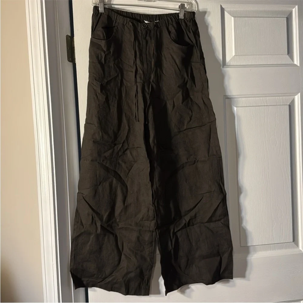 NWT! Banana Republic Studio Wide-Leg Drawstring Pant in Linen​​​​​​​​​​​​​​​​ 🖤